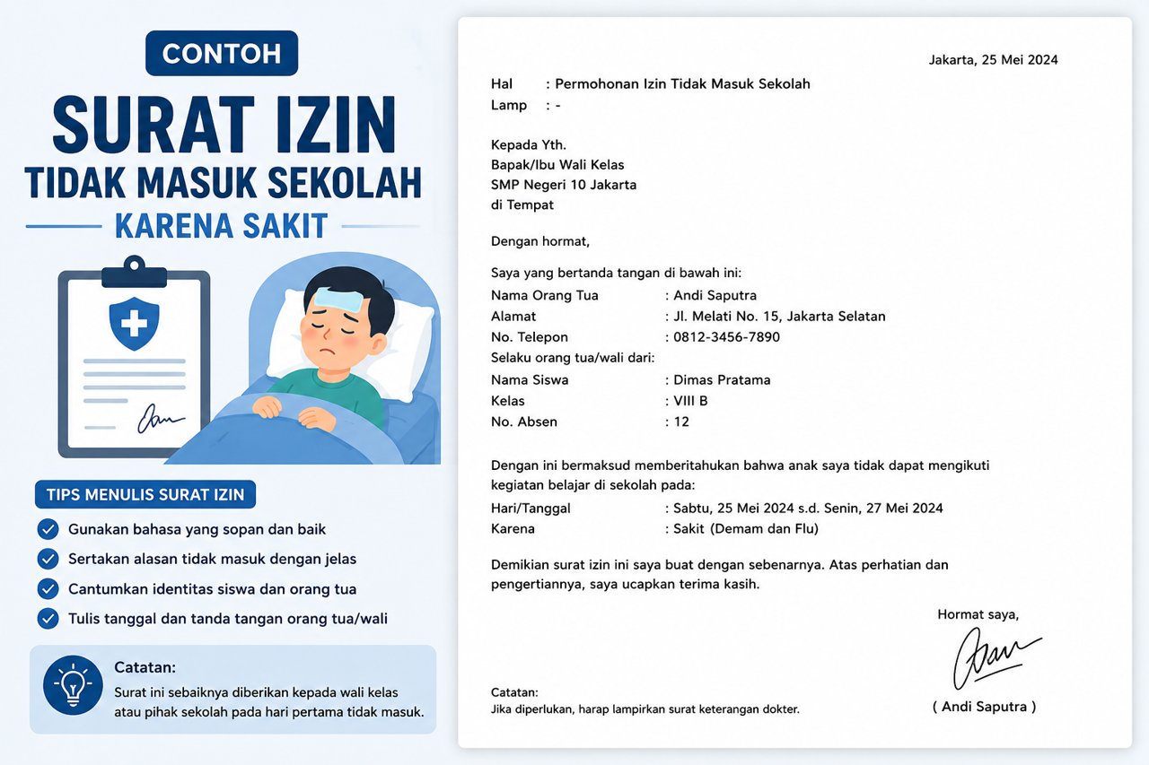 Contoh Surat Izin Sakit Sekolah Yang Benar Dan Mudah Dibuat