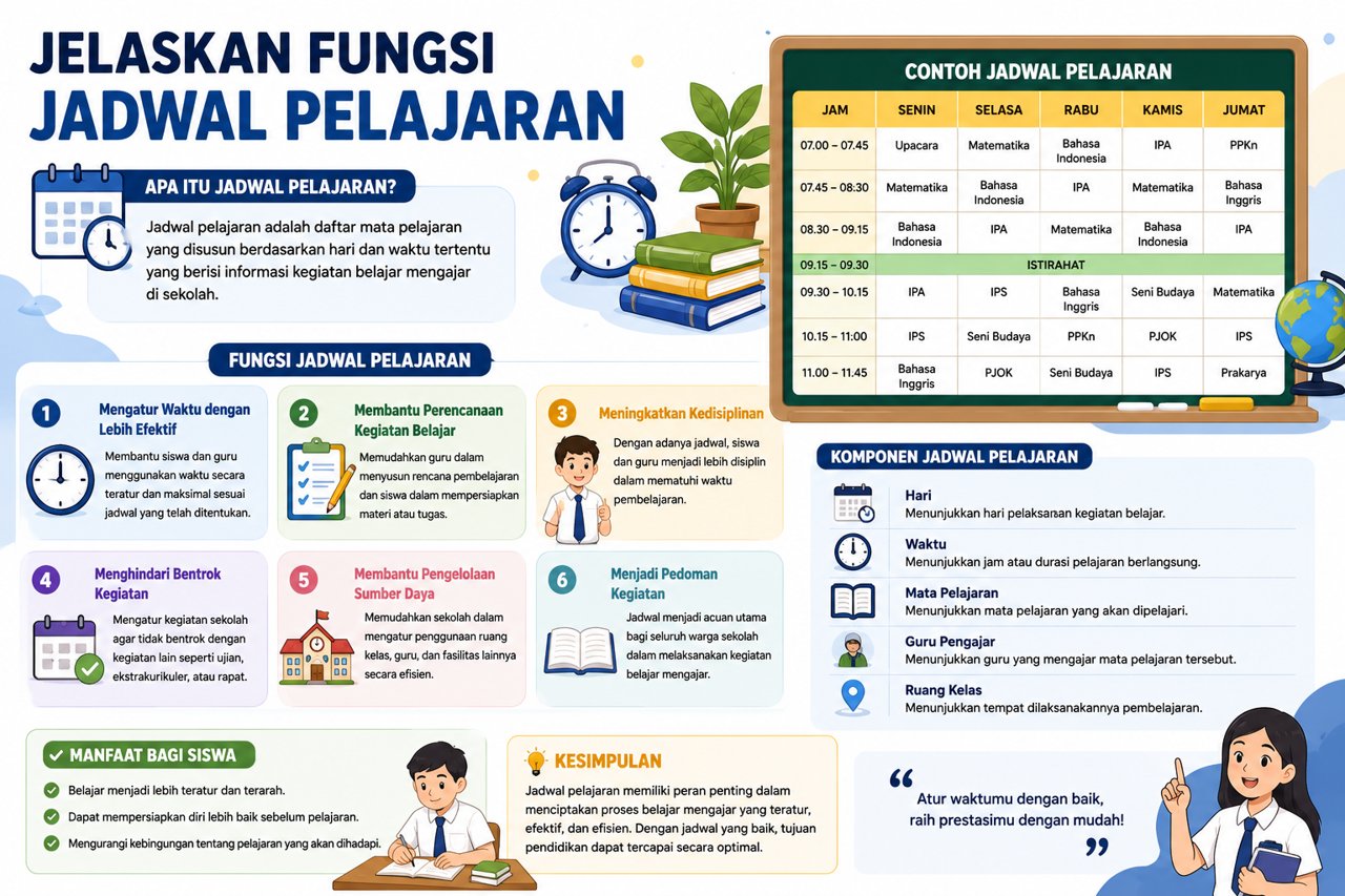 Jelaskan Fungsi Jadwal Pelajaran Bagi Siswa Sekolah