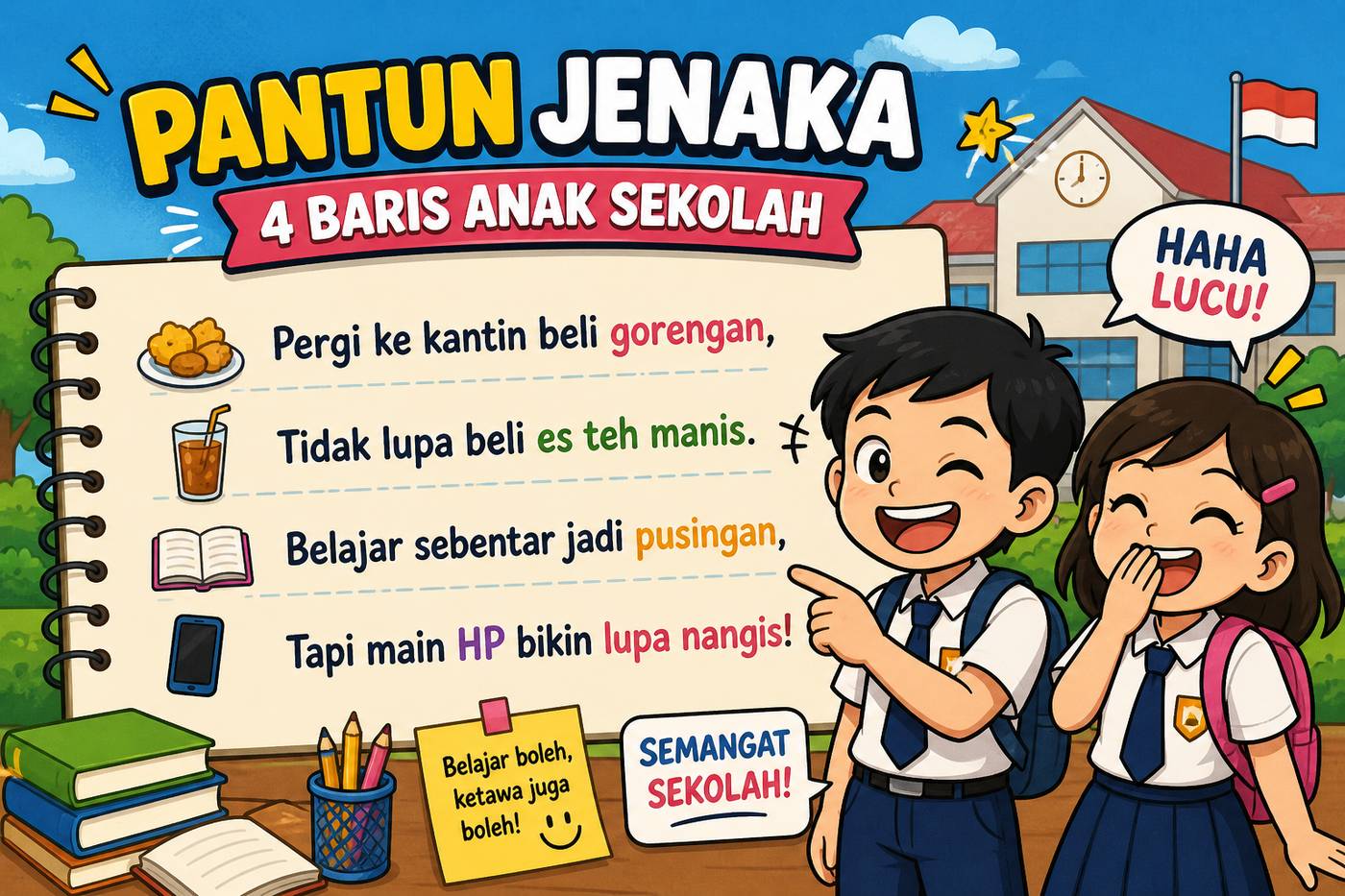 Pantun Jenaka 4 Baris Anak Sekolah Lucu Banget