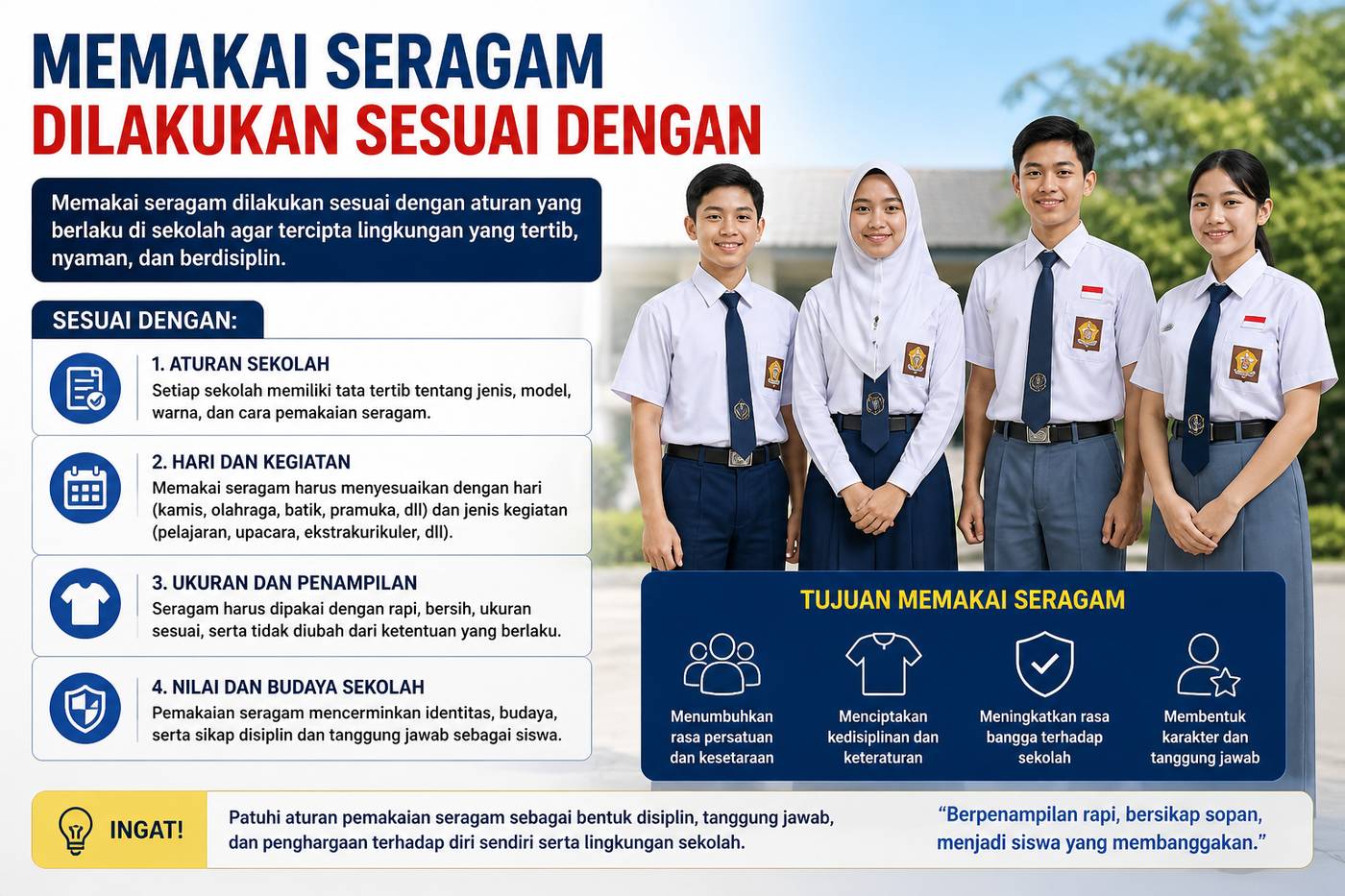 Memakai Seragam Dilakukan Sesuai Dengan Aturan Sekolah