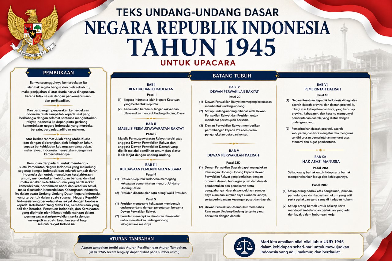 Teks Undang-Undang Dasar 1945 Untuk Upacara