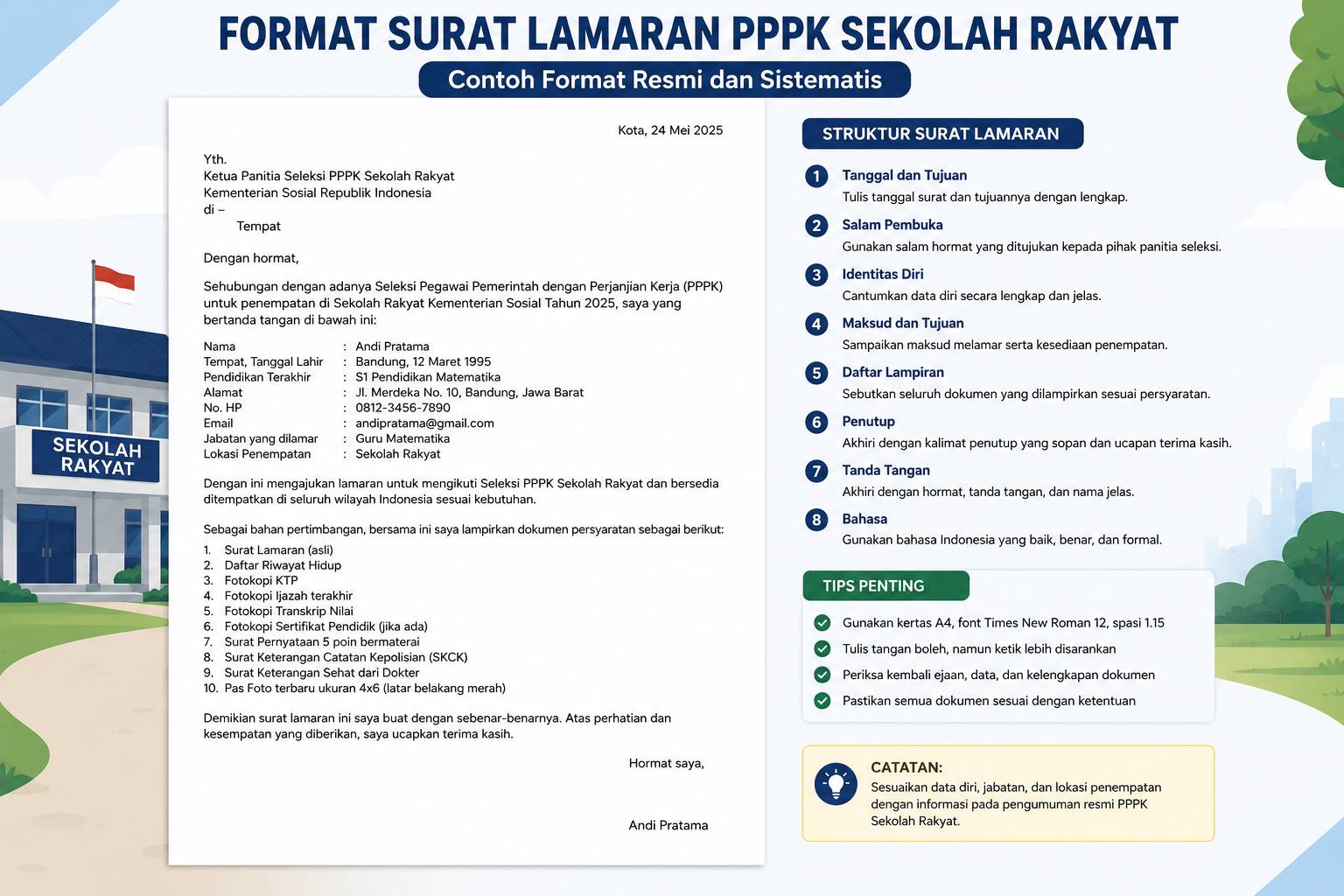 Format Surat Lamaran PPPK Sekolah Rakyat Terbaru 2026
