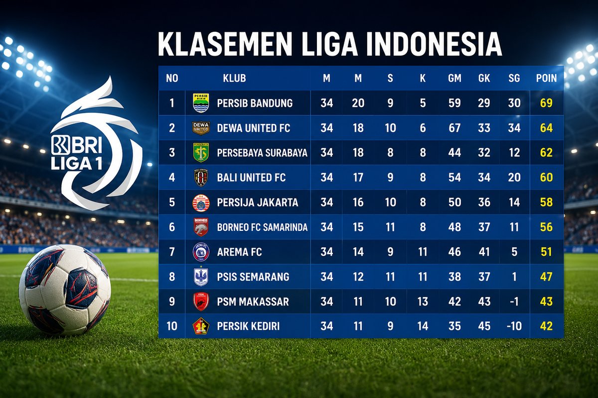 Klasemen Liga Indonesia Jadi Sorotan Dunia Sepak Bola
