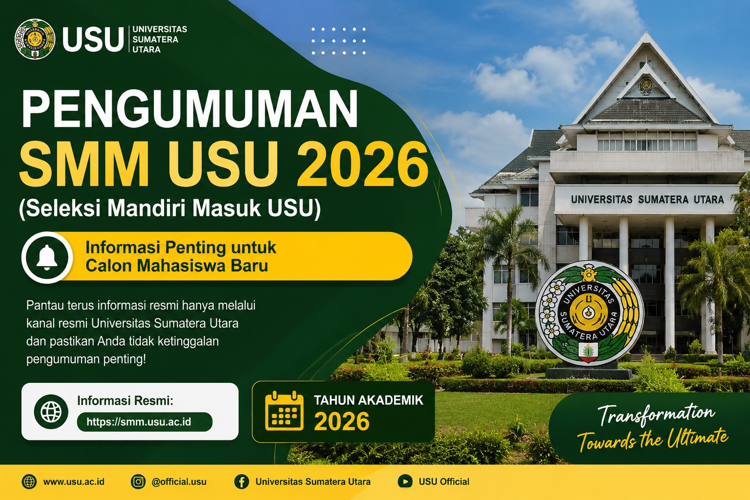 Pengumuman SMM USU 2026 Resmi Ini Cara Cek Hasilnya