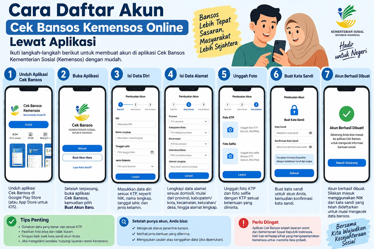 Cara Daftar Akun Cek Bansos Kemensos Online Lewat Aplikasi