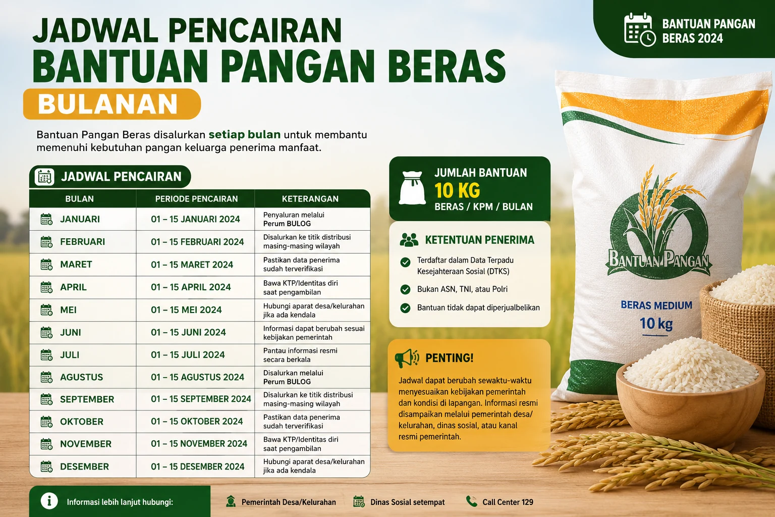 Jadwal Pencairan Bantuan Pangan