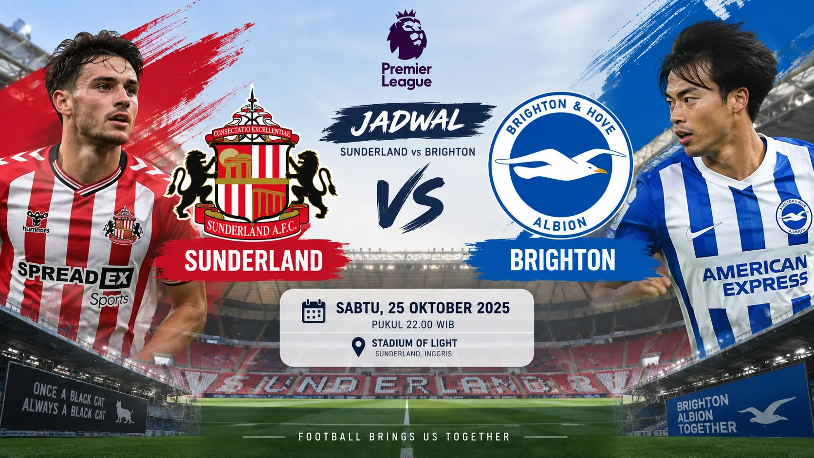 Jadwal Sunderland vs Brighton