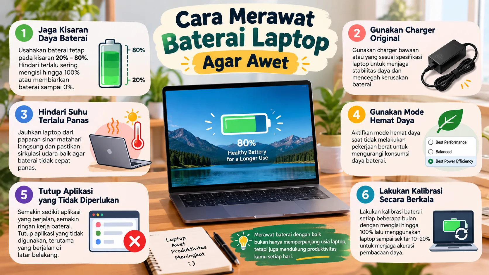 Cara Merawat Baterai Laptop Agar Awet Setiap Hari