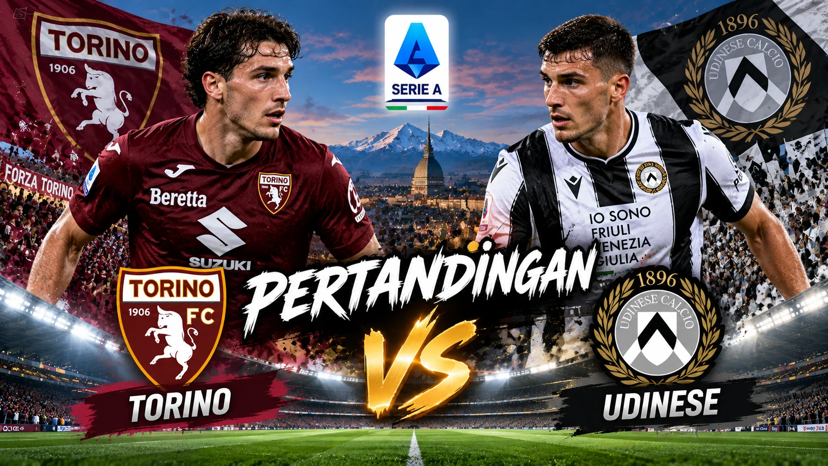 Pertandingan Torino vs Udinese Berakhir 2-1 di Serie A